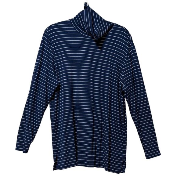 Land's End supima cotton striped turtleneck long-line tunic soft cozy Peru XL/18 - Picture 9 of 9